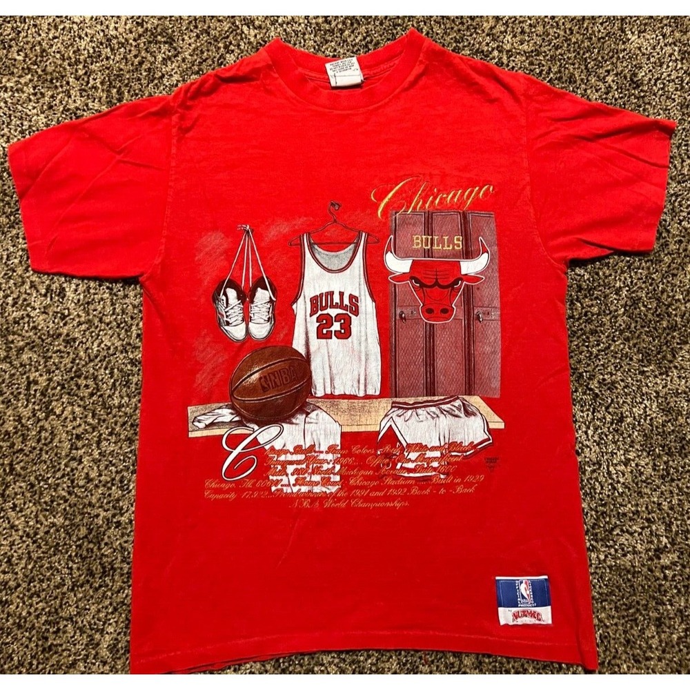 VTG 1992 Chicago Bulls Michael Jordan Locker Room Shirt Nutmeg Single Stitch L